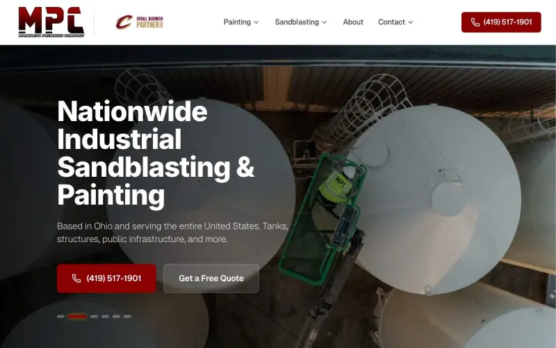 An industrial services website we built